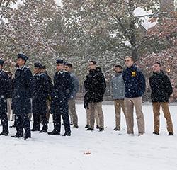 ROTC students standing at attention