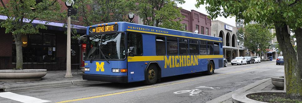 Blue Michigan bus