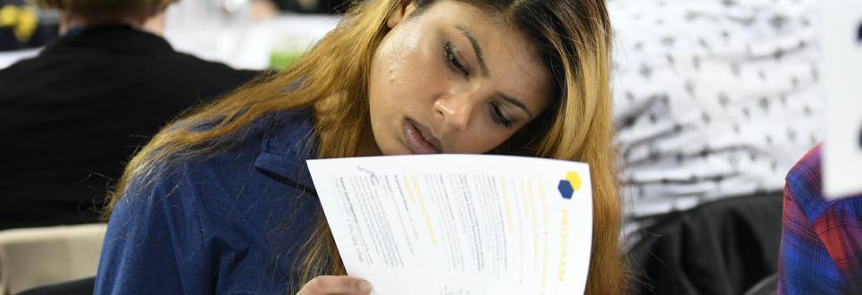 student in the middle of taking a test